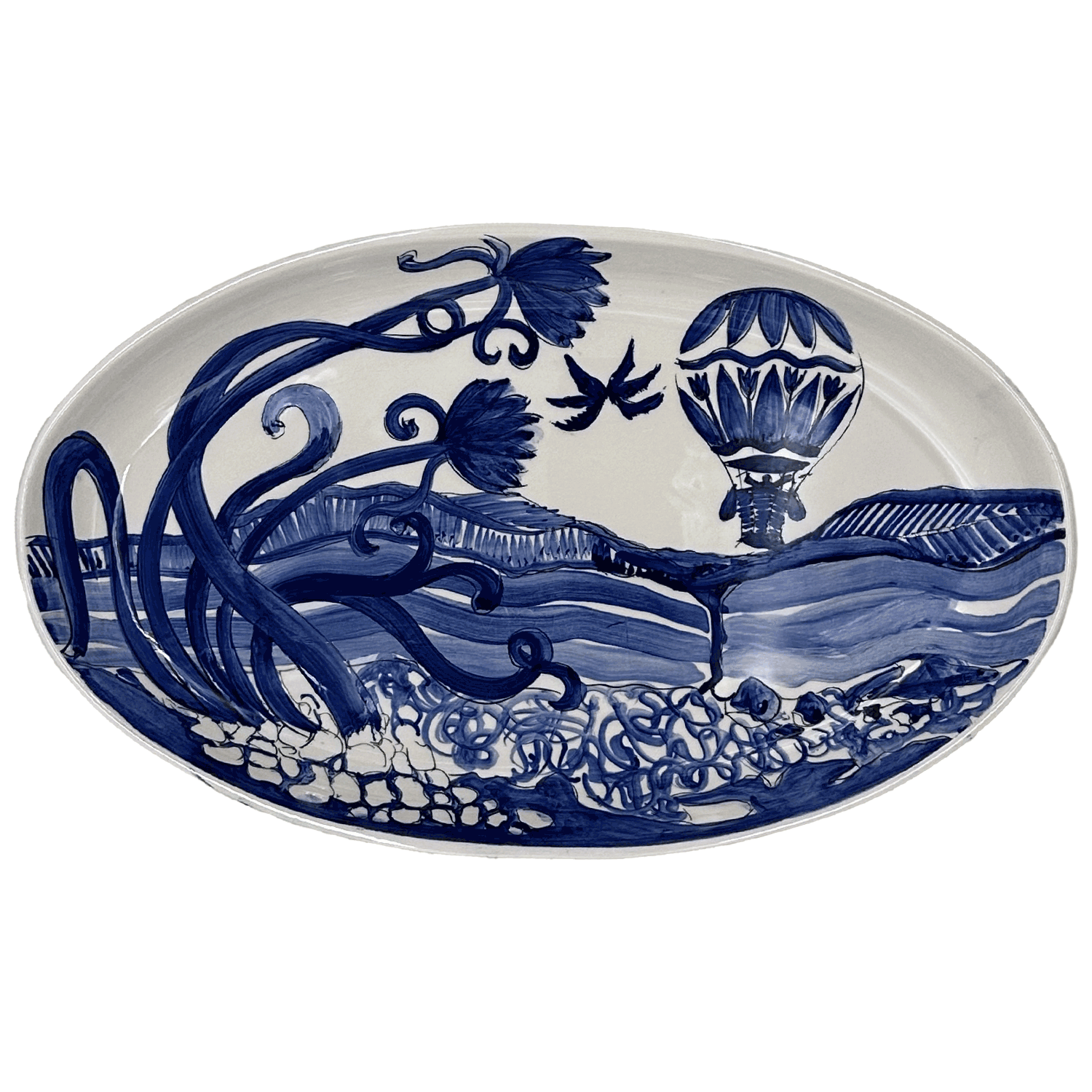 Isabella Blue Melamine Oval Platter main image 1