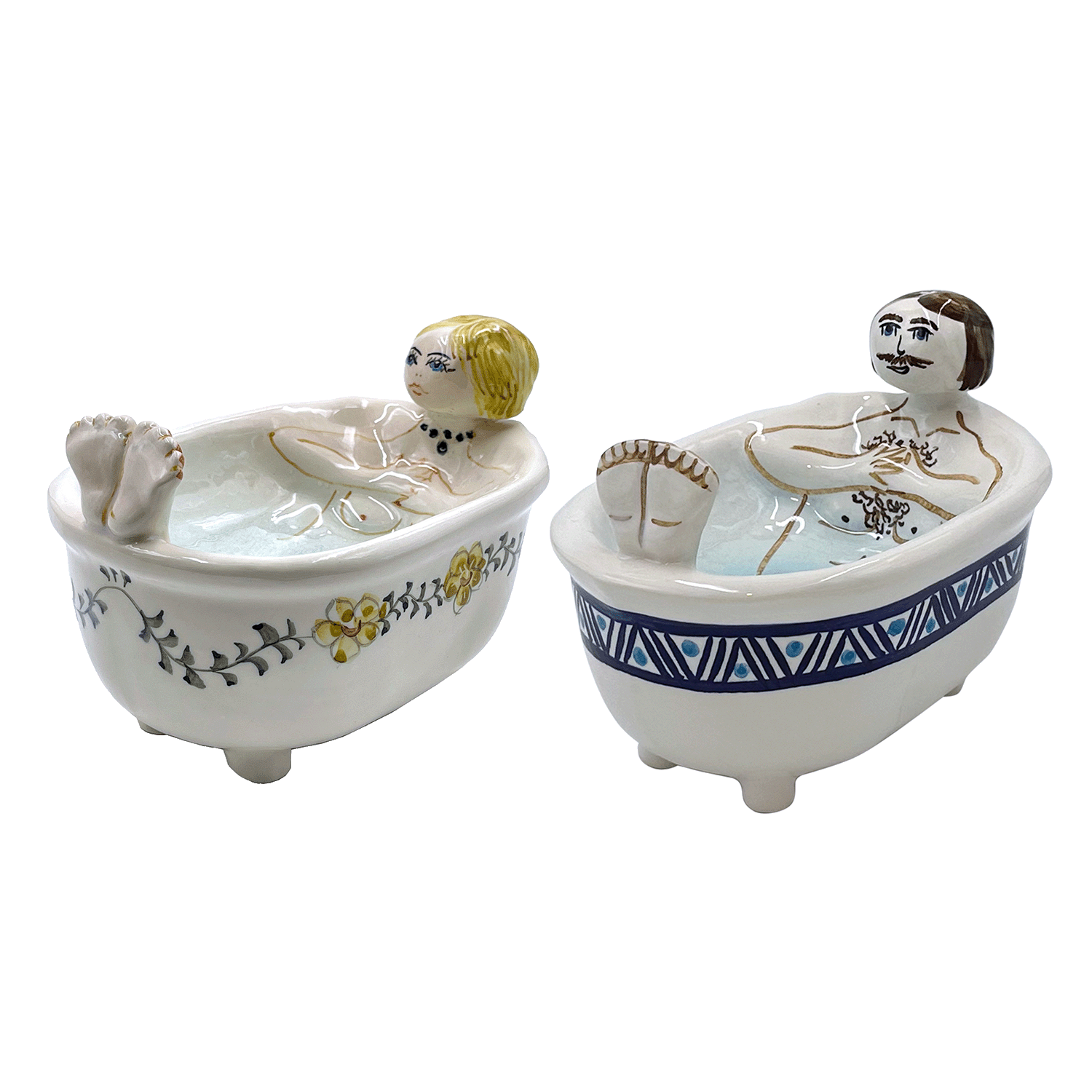 Pair of Michelangelo & Bianca Soap Dishes | Villa Bologna Pottery