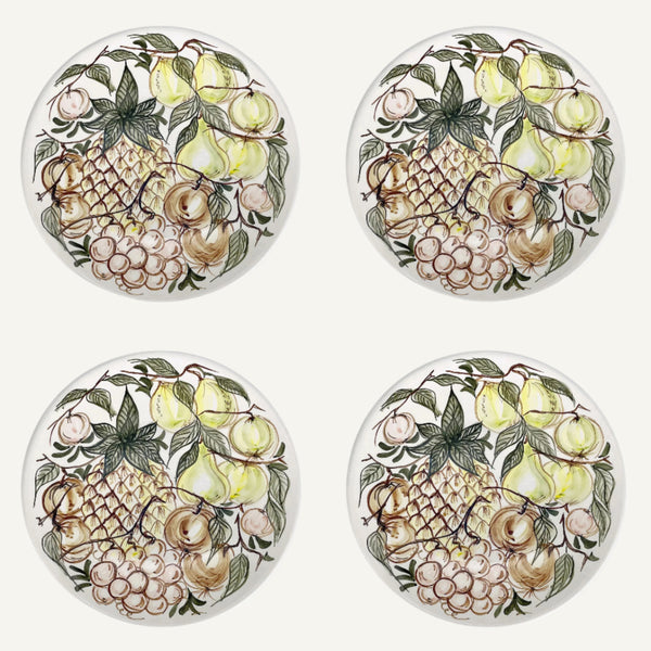 Set of 4 Ceramic Dinner Plates Fruit Design Villa Bologna Pottery