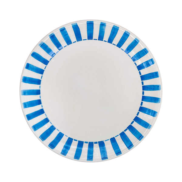 Blue and white shop striped paper plates