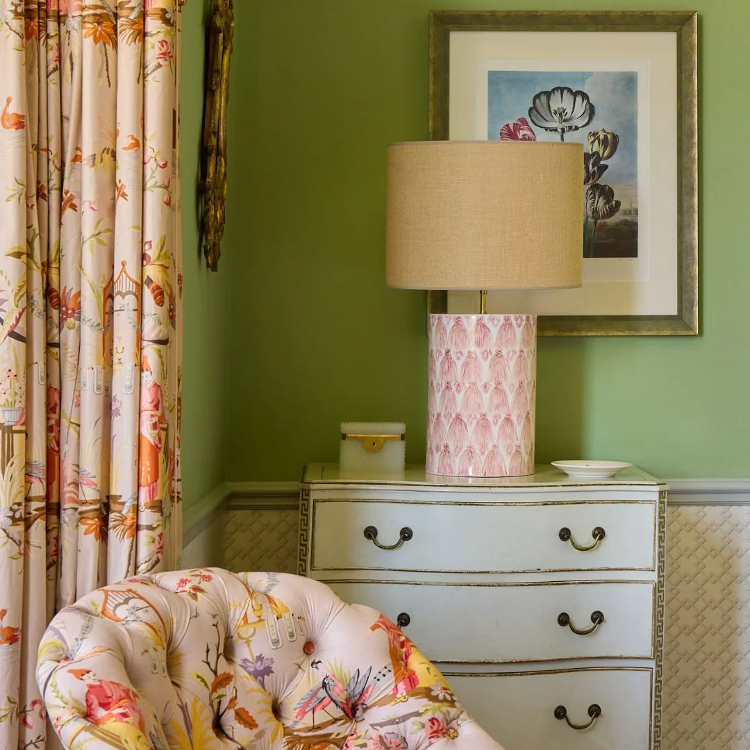 Powder Pink Fringe Table Lamp