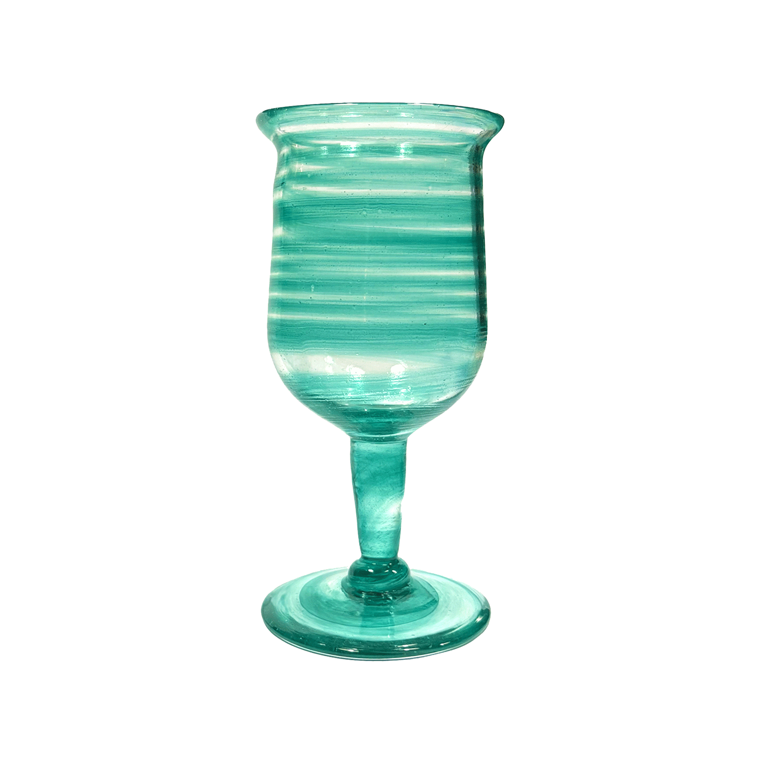 Handblown Cyan Spiral Wine Glass