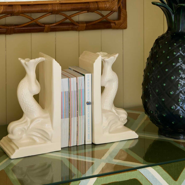 Pair of Dolphin Bookend in Cream