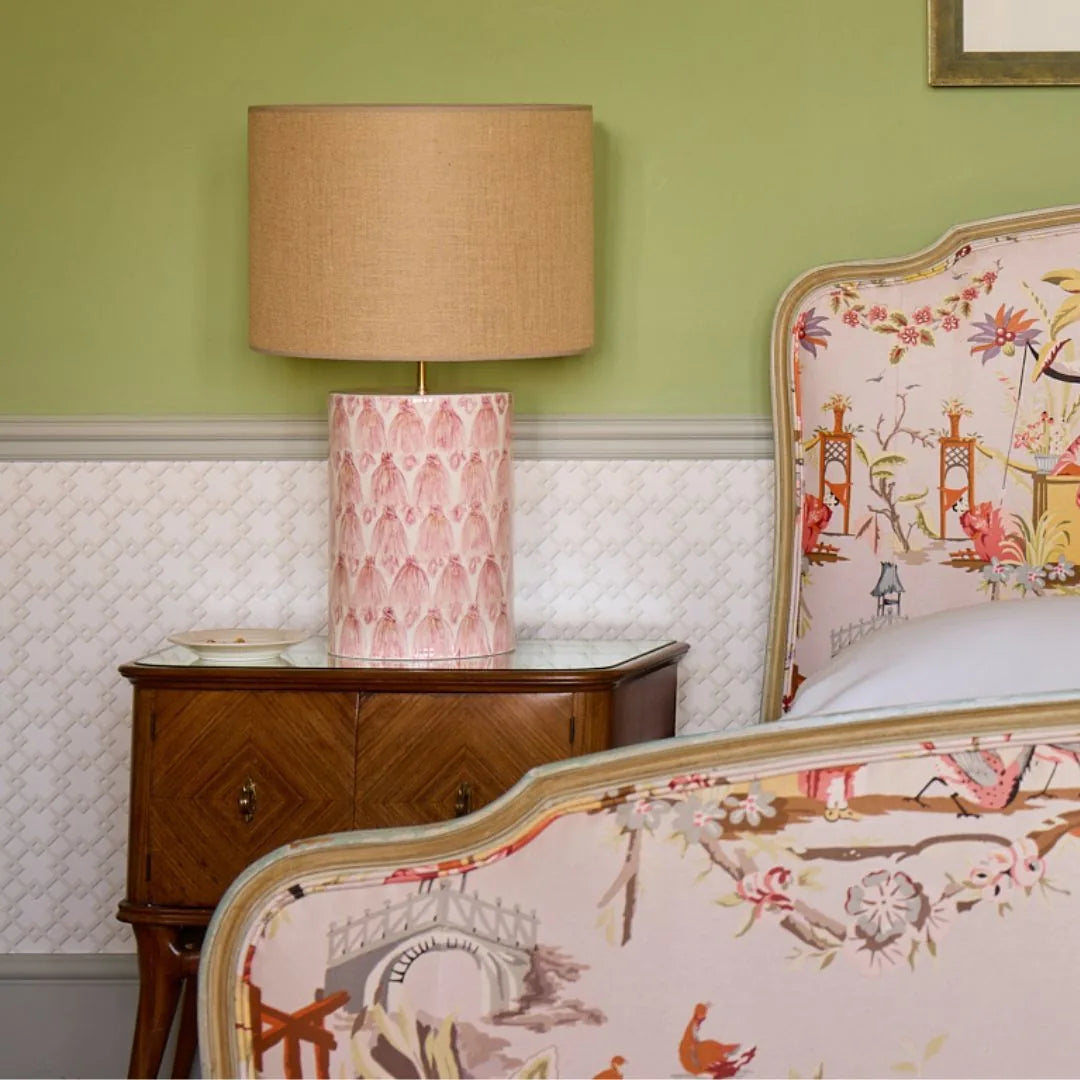 Powder Pink Fringe Table Lamp