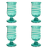 Handblown Cyan Spiral Water Glasses (Set of 4)