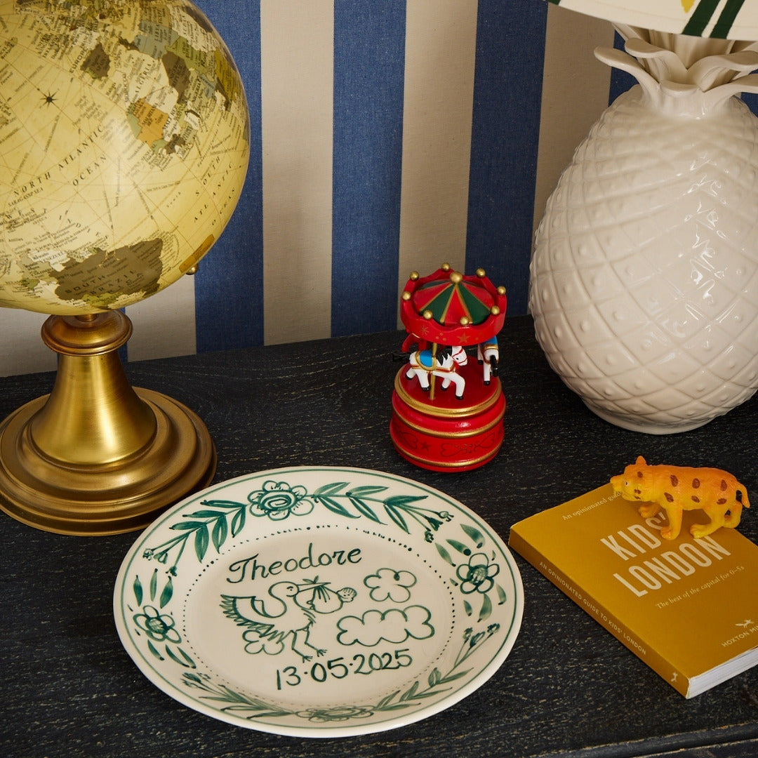 Personalised Sage Birth Plate