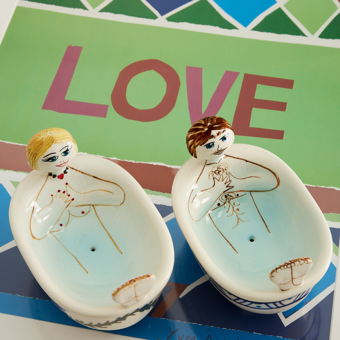 Pair of Michelangelo & Valentina Bath Soap Dishes