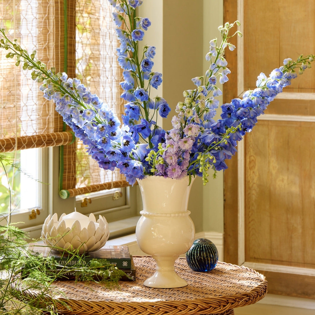 Cream Beaded Vase