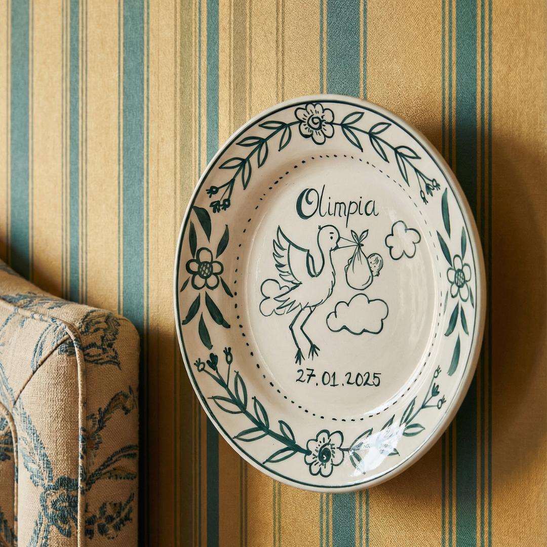 Personalised Sage Birth Plate