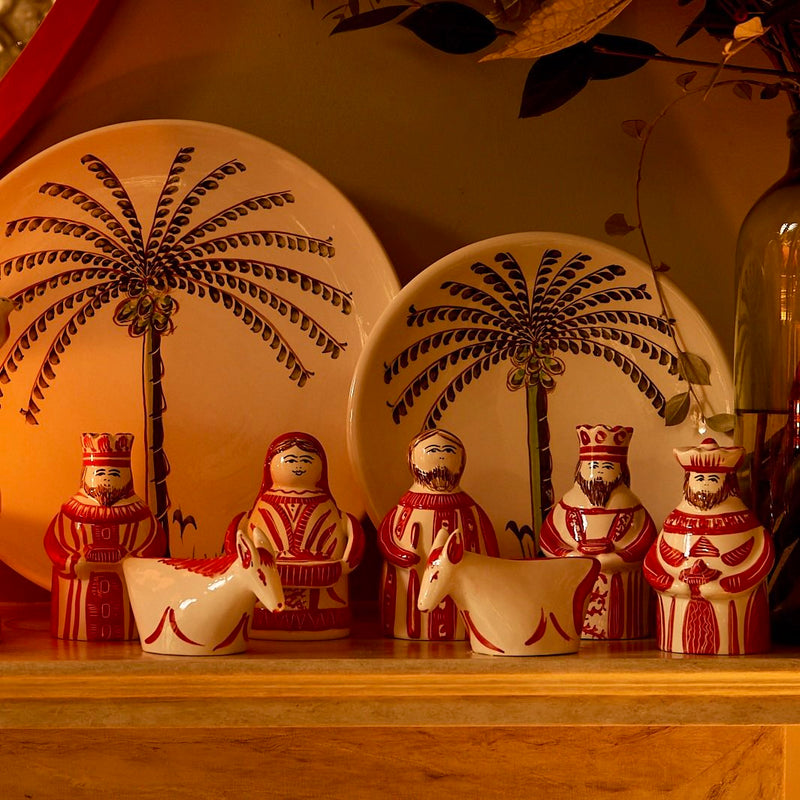 Nativity Set in Red, Seven Piece