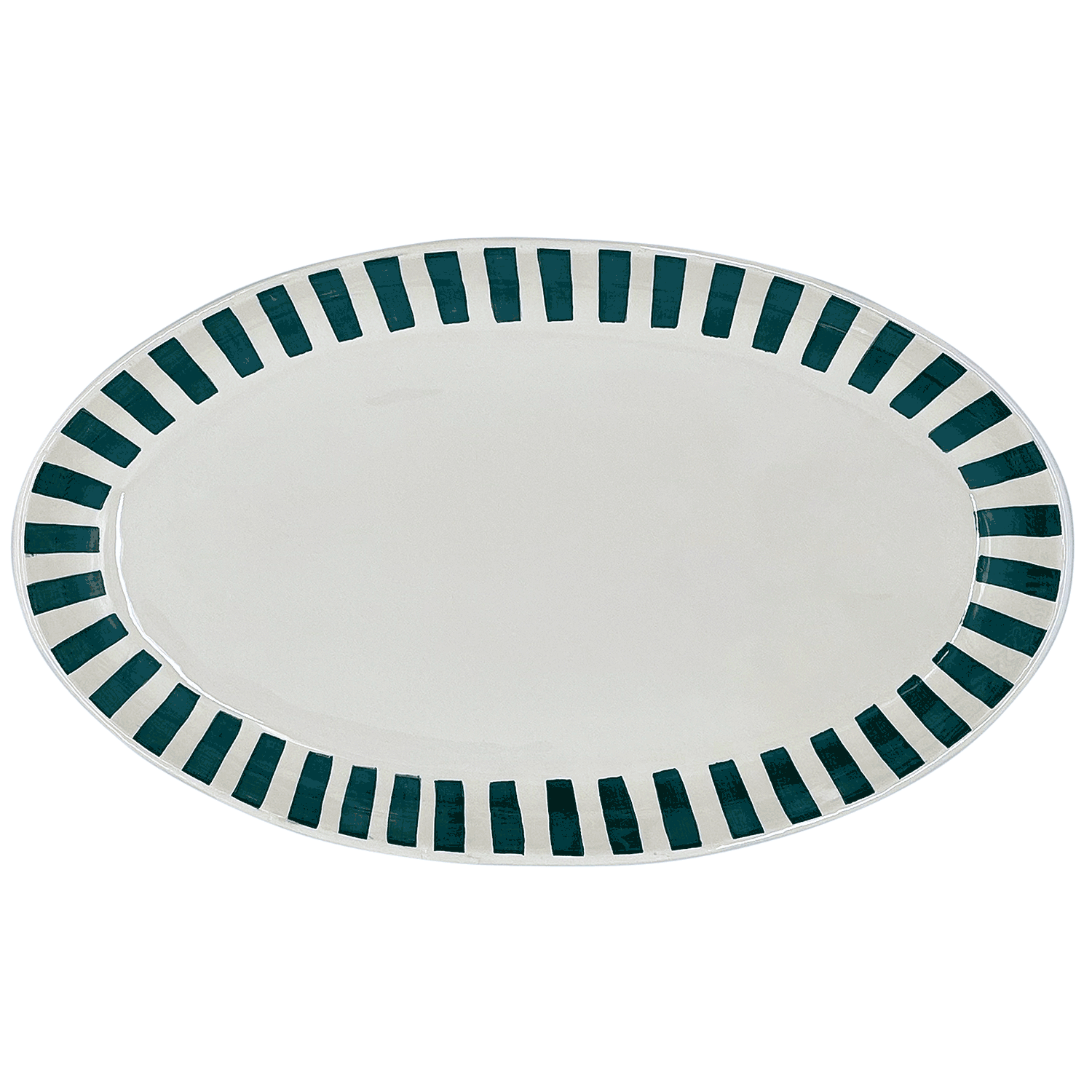Large Green Stripes Oval Platter