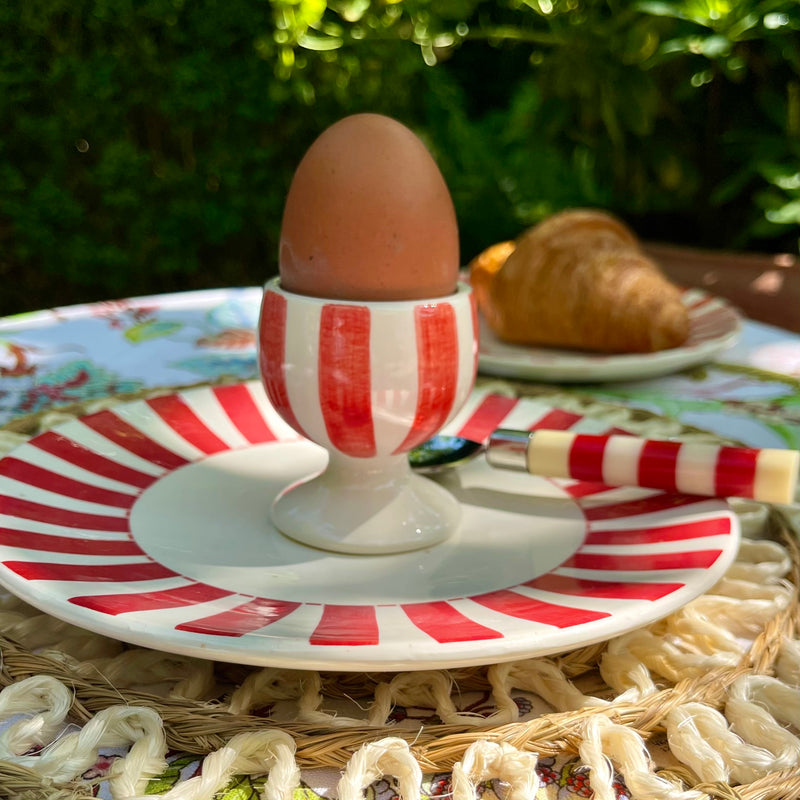 Egg Cup in Red, Stripes