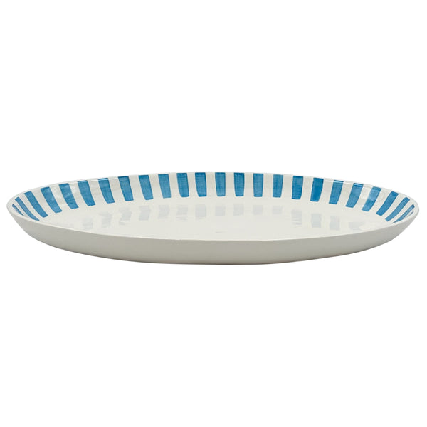 Large Oval Platter in Light Blue, Stripes