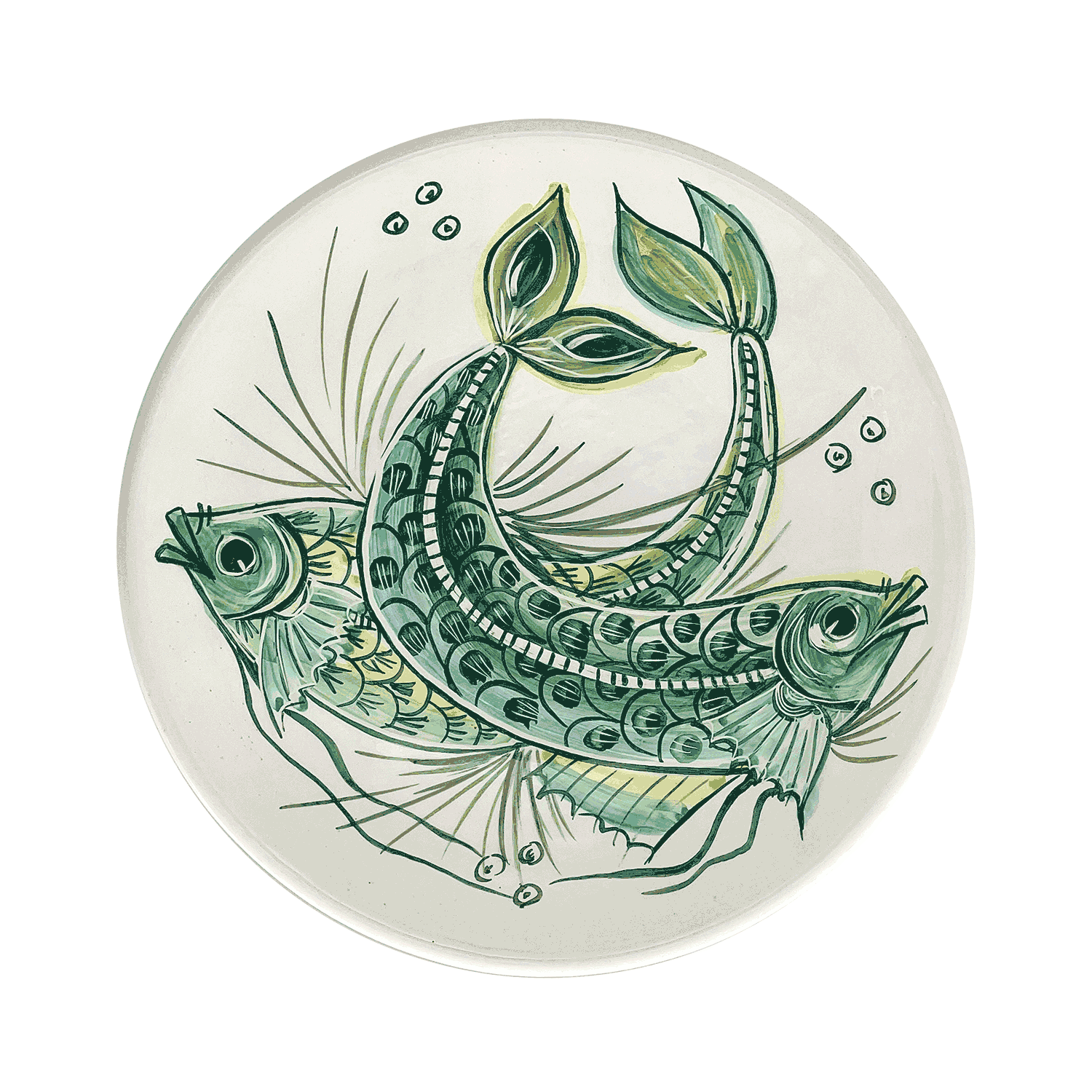Green Aldo Fish Dinner Plate | Villa Bologna Pottery