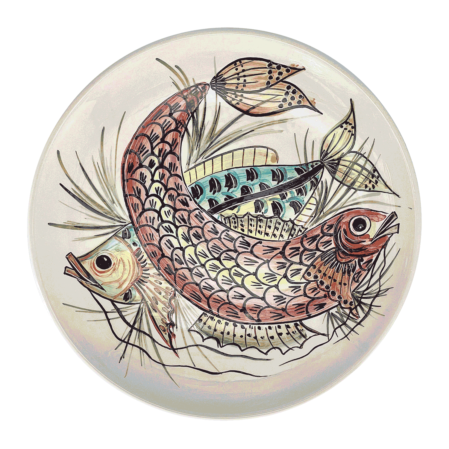 Red Aldo Fish Charger Plate | Villa Bologna Pottery