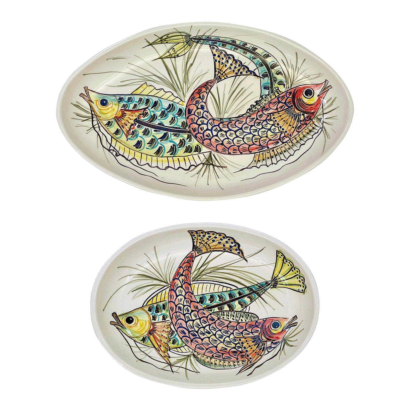 Red Aldo Fish Serving Platters (Set of 2) | Villa Bologna Pottery