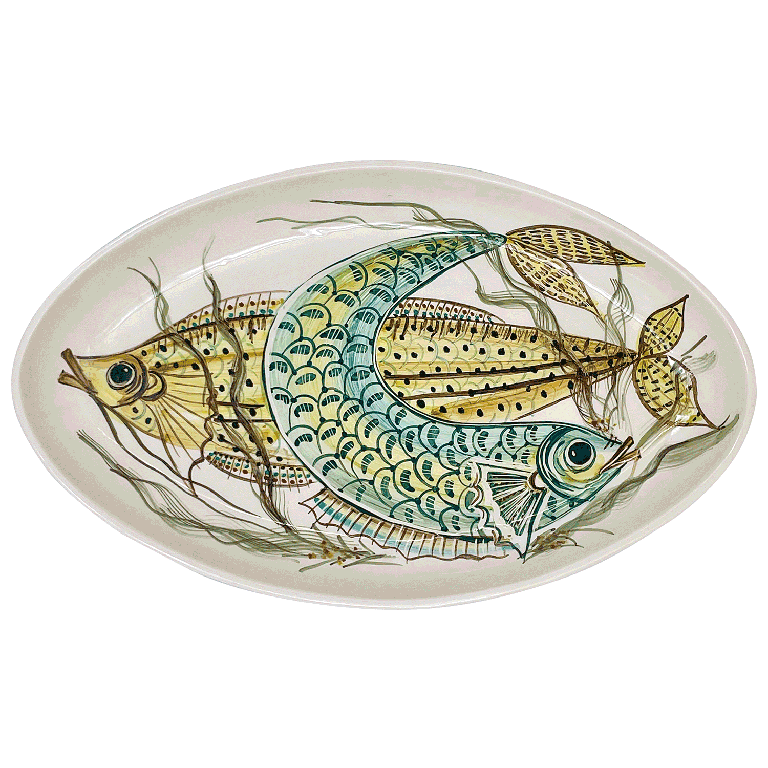 Large Yellow Aldo Fish Oval Platter | Villa Bologna Pottery