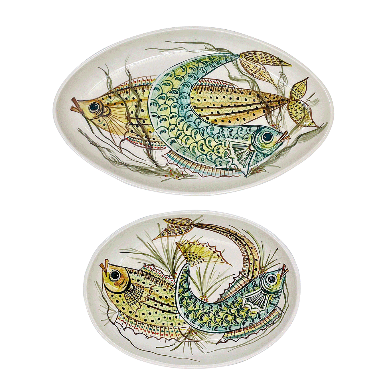Yellow Aldo Fish Serving Platters (Set of 2) | Villa Bologna Pottery
