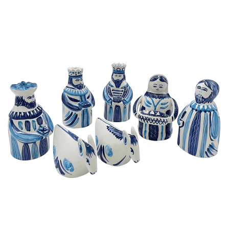 Light Blue and Navy Blue Nativity Set (7 Piece)