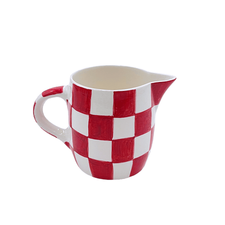 Red Checks Milk Jug