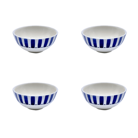 Small Navy Blue Stripes Bowls (Set of 4)