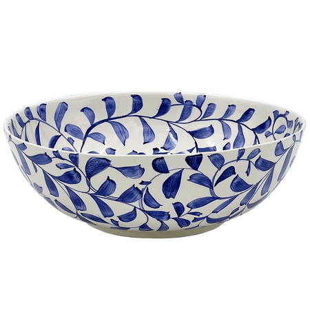 Navy Blue Scroll Salad Bowl