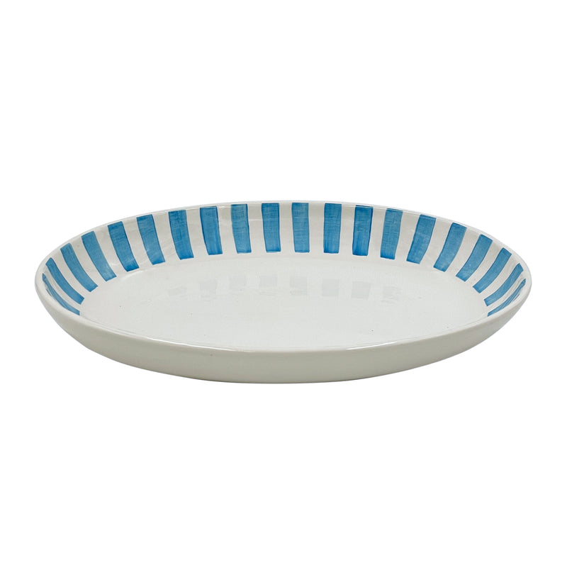 Small Oval Platter in Light Blue, Stripes