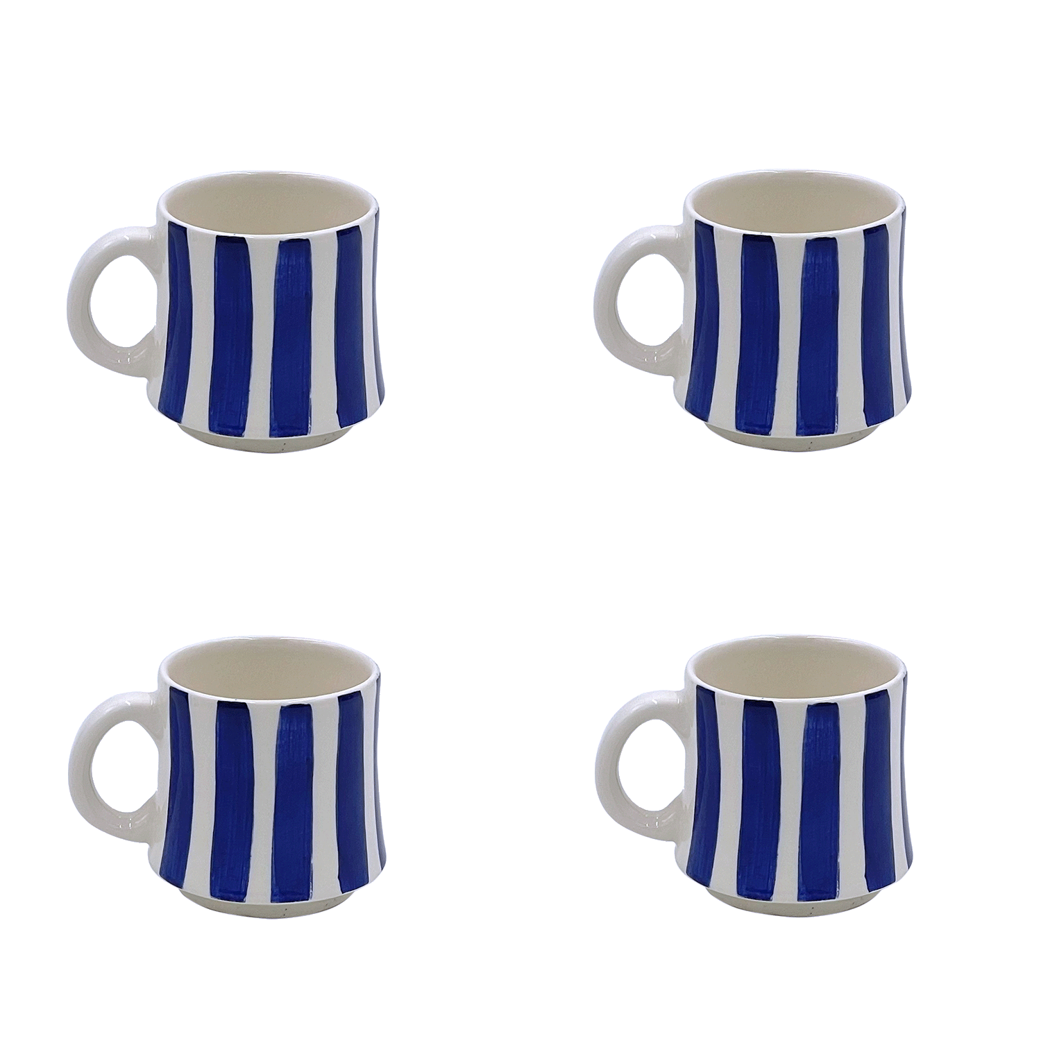 Small Navy Blue Stripes Mugs (Set of 4)