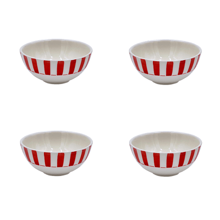 Small Red Stripes Bowls (Set of 4)