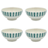 Medium Green Stripes Bowls (Set of 4)