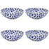 Large Navy Blue Scroll Bowls (Set of 4)