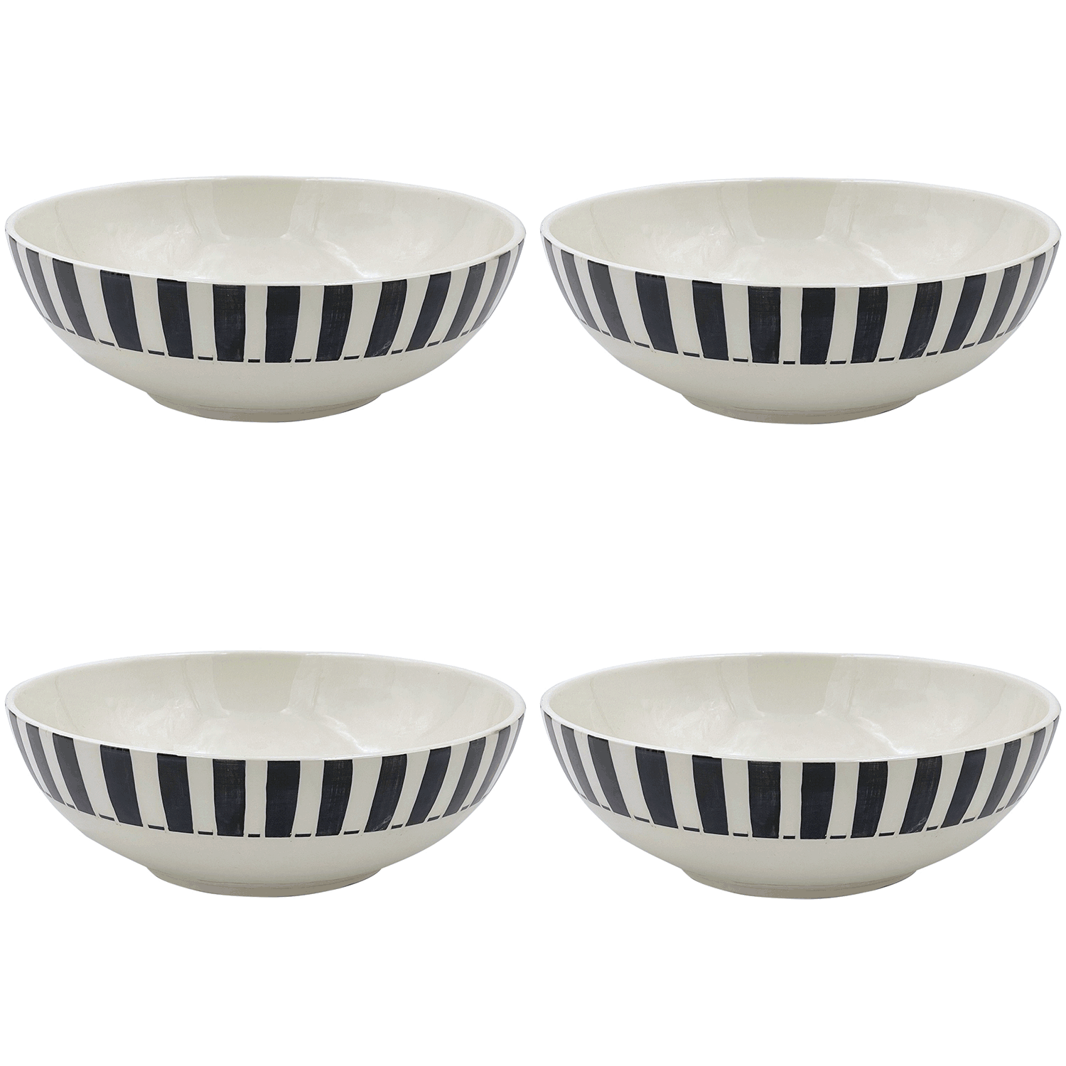 Large Black Stripes Bowls (Set of 4)