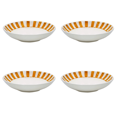 Yellow Stripes Pasta Bowls (Set of 4)