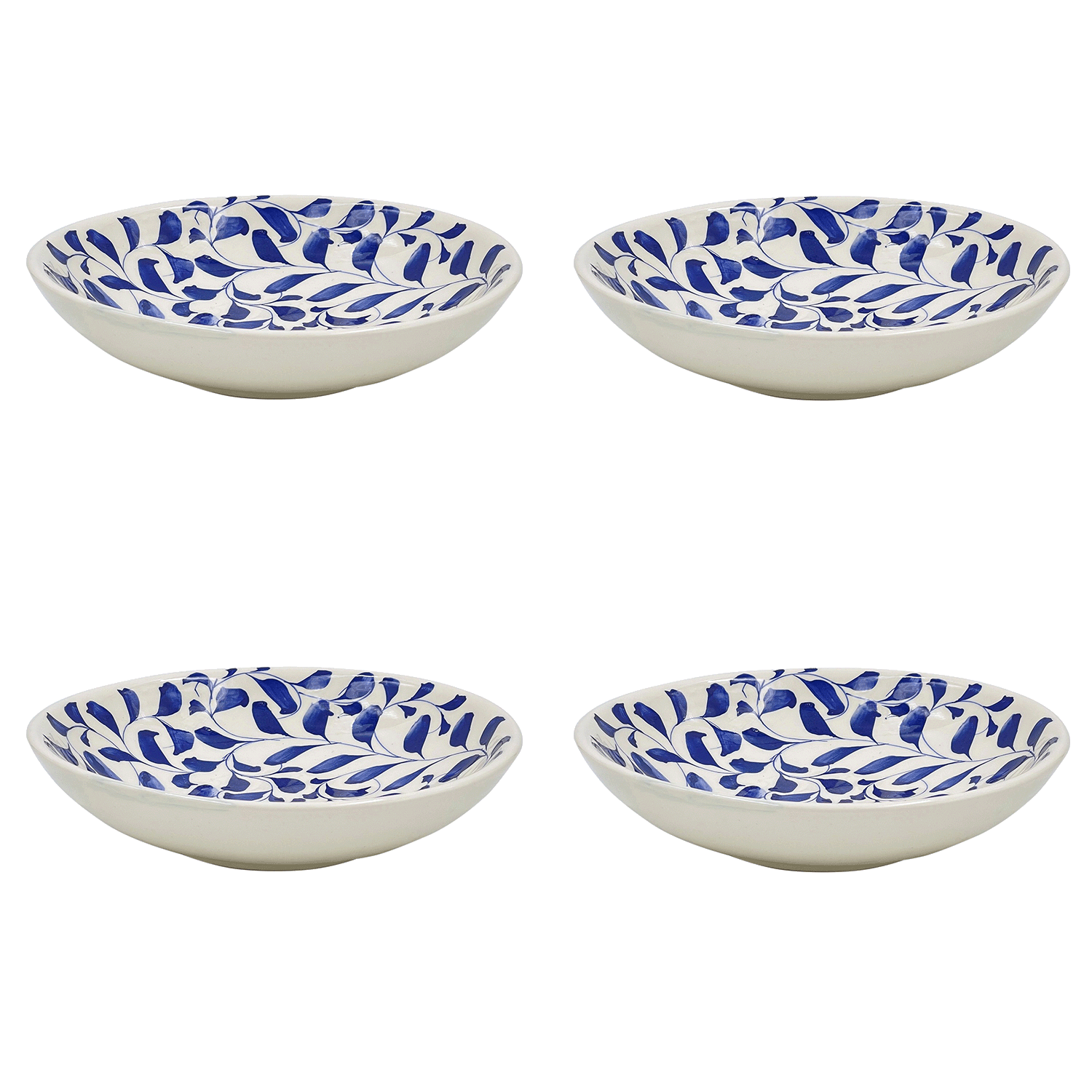 Navy Blue Scroll Pasta Bowls (Set of 4)