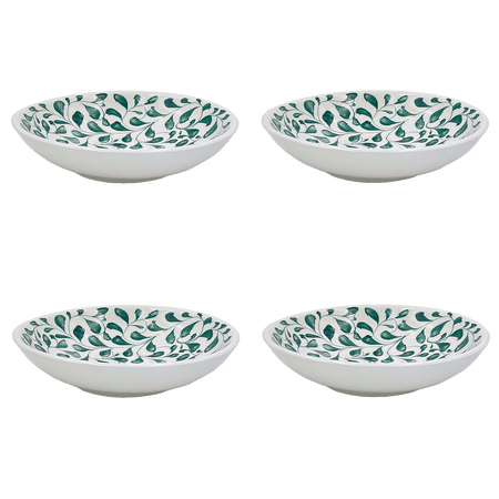 Green Scroll Pasta Bowls (Set of 4)