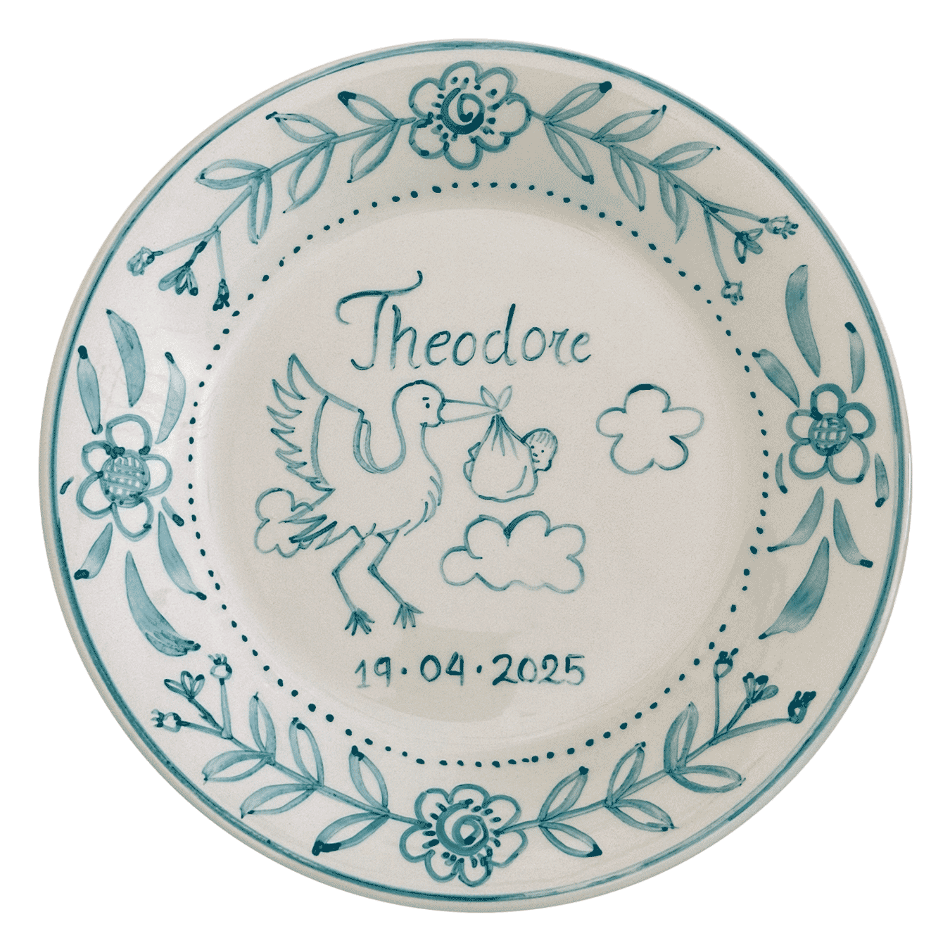 Personalised Teal Birth Plate