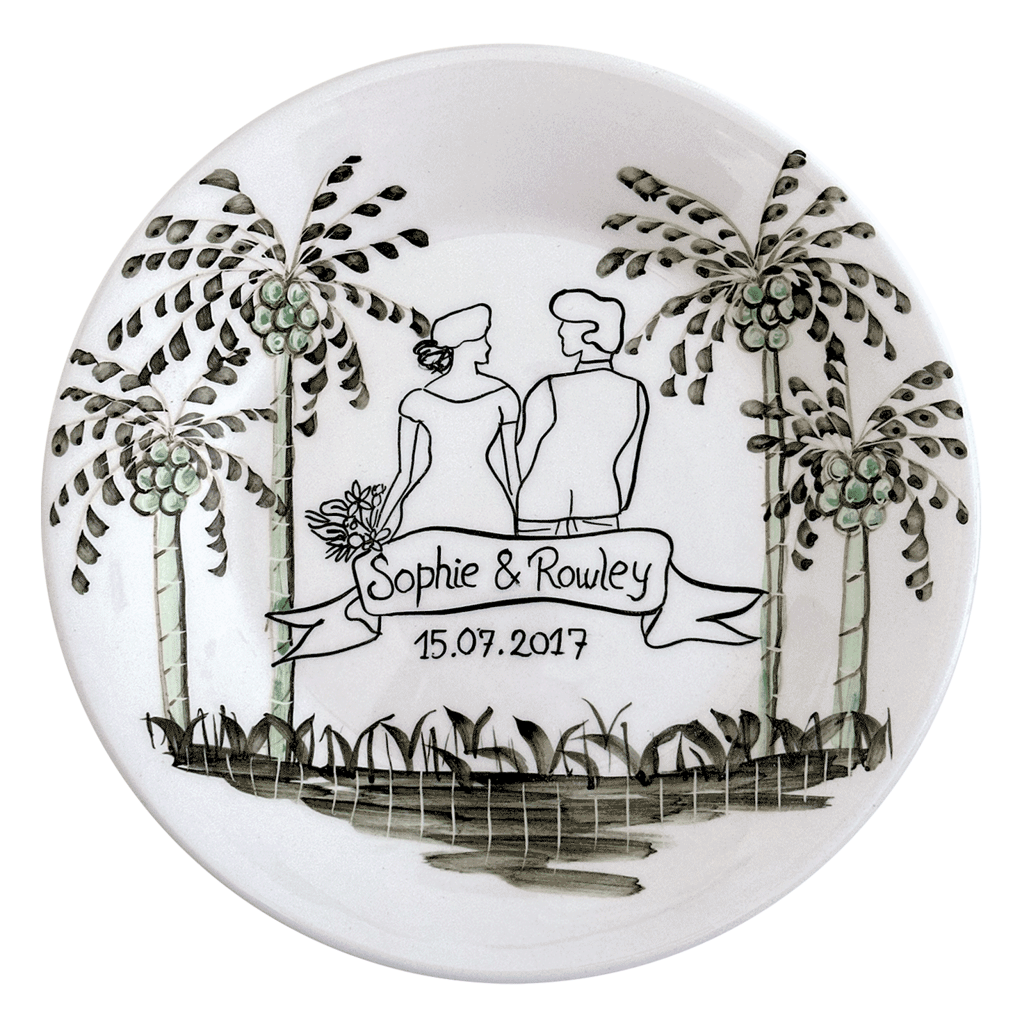 Personalised Palm Wedding Plate