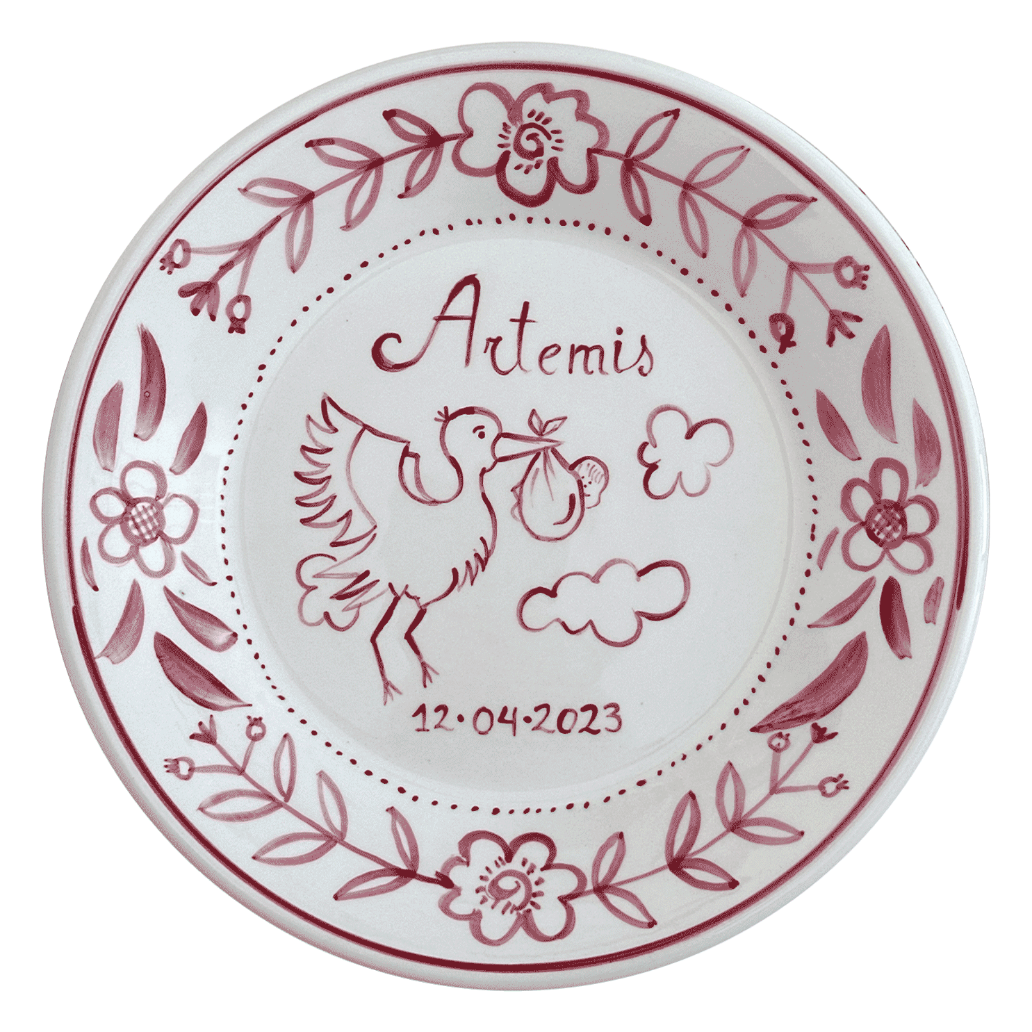 Personalised Rose Pink Birth Plate