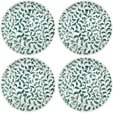 Green Scroll Charger Plates (Set of 4)