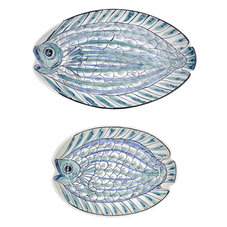 Blue Romina Fish Serving Platters (Set of 2)
