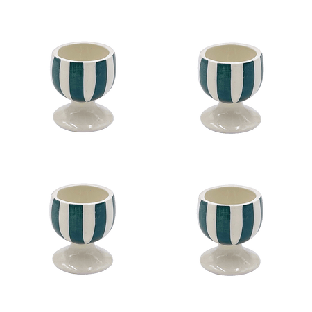 Green Stripes Egg Cups (Set of 4)