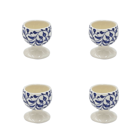 Navy Blue Scroll Egg Cups (Set of 4)