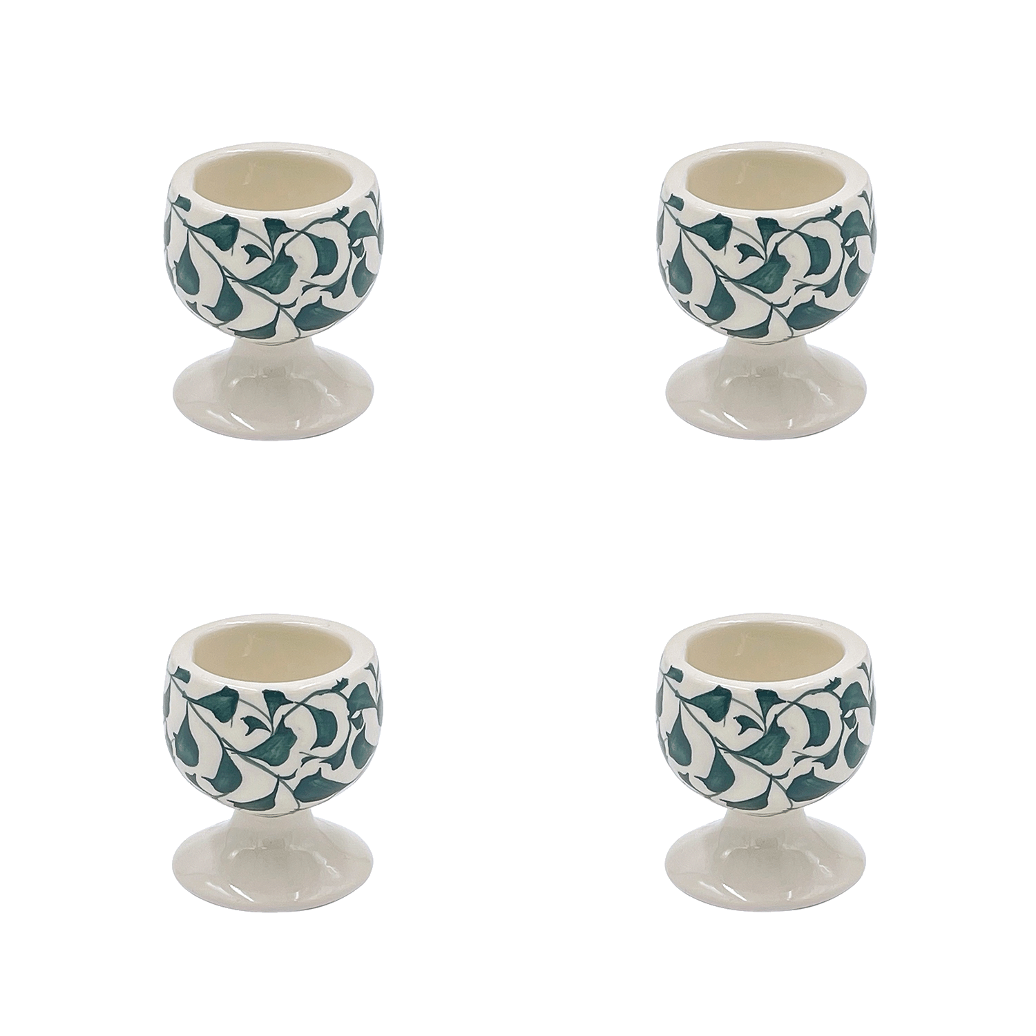 Green Scroll Egg Cups (Set of 4)