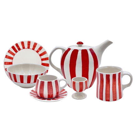Red Stripes Breakfast Set (25 Piece)