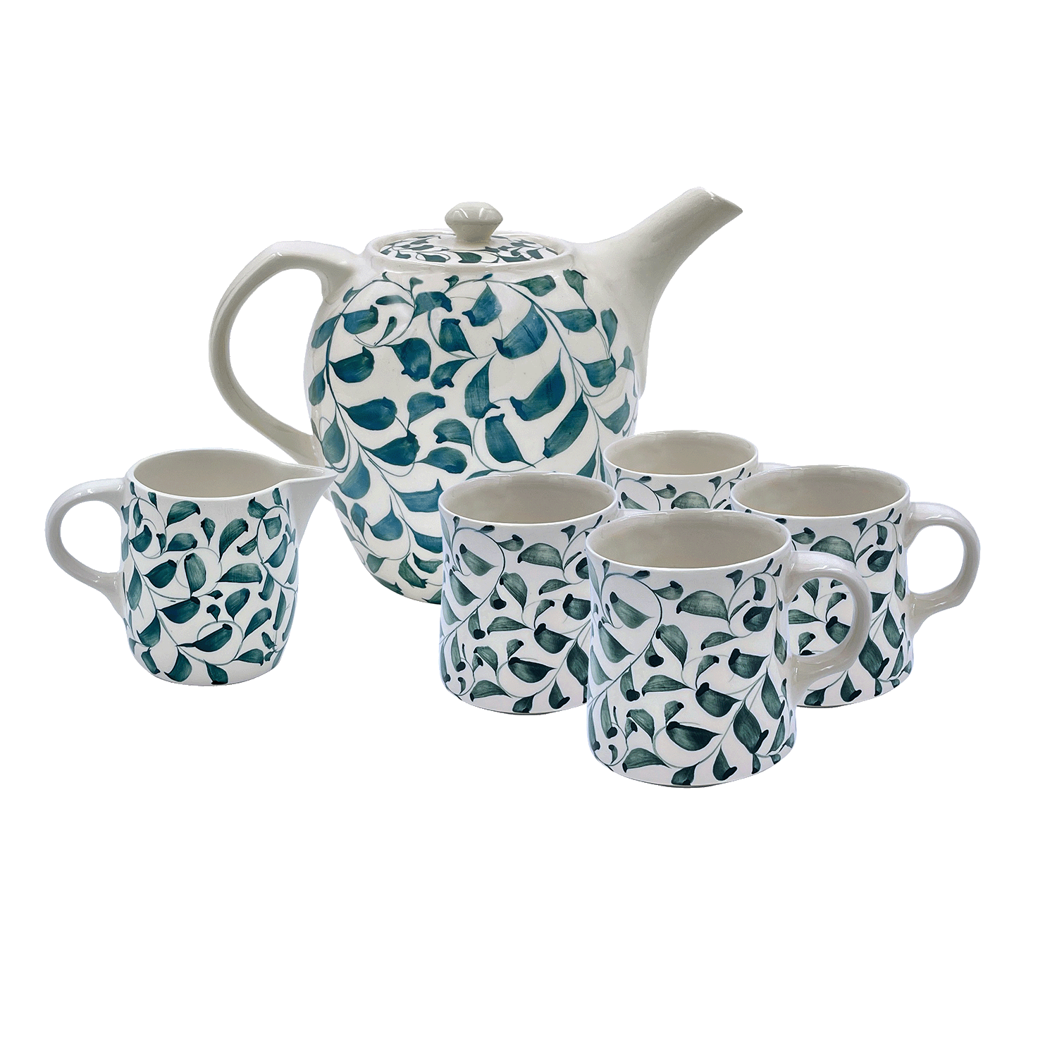 Green Scroll Tea Set (6 Piece)