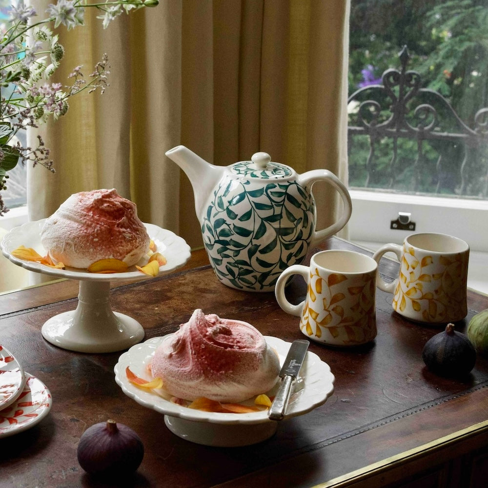 Yellow Scroll Mugs (Set of 4)