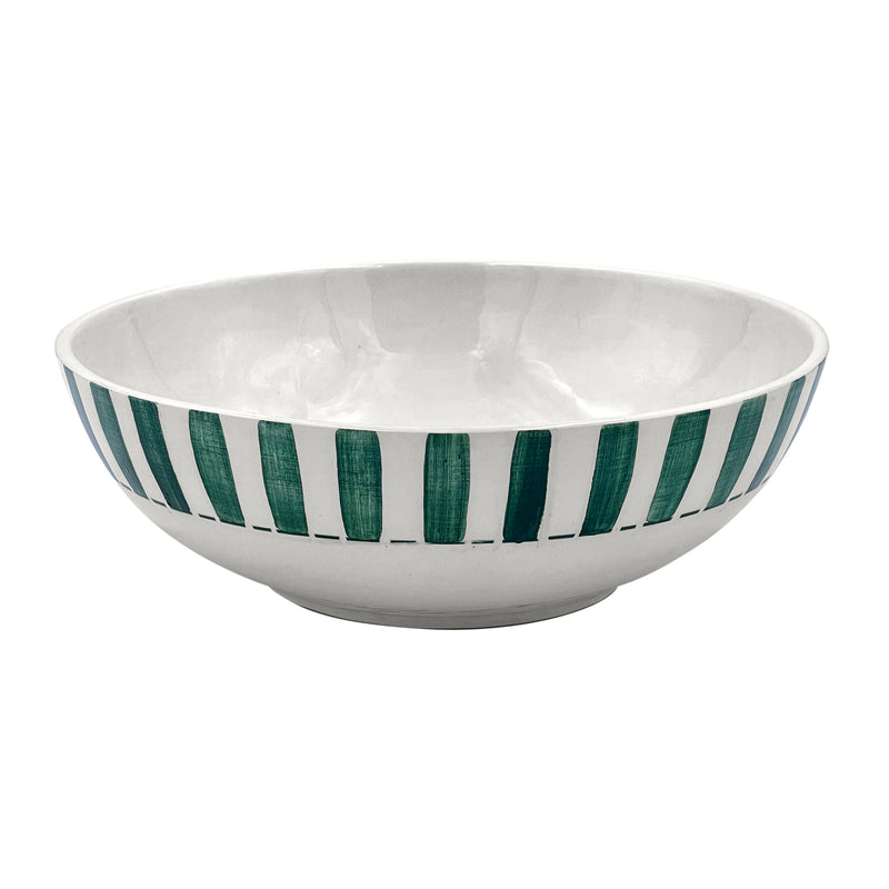 Large Bowl in Green, Stripes