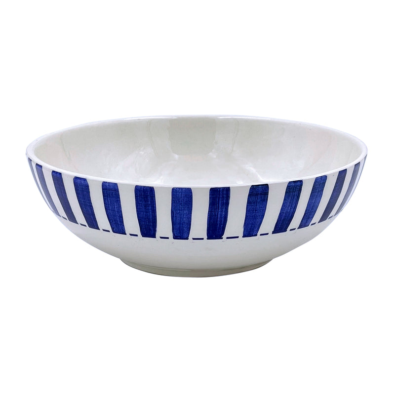 Large Bowl in Navy Blue, Stripes