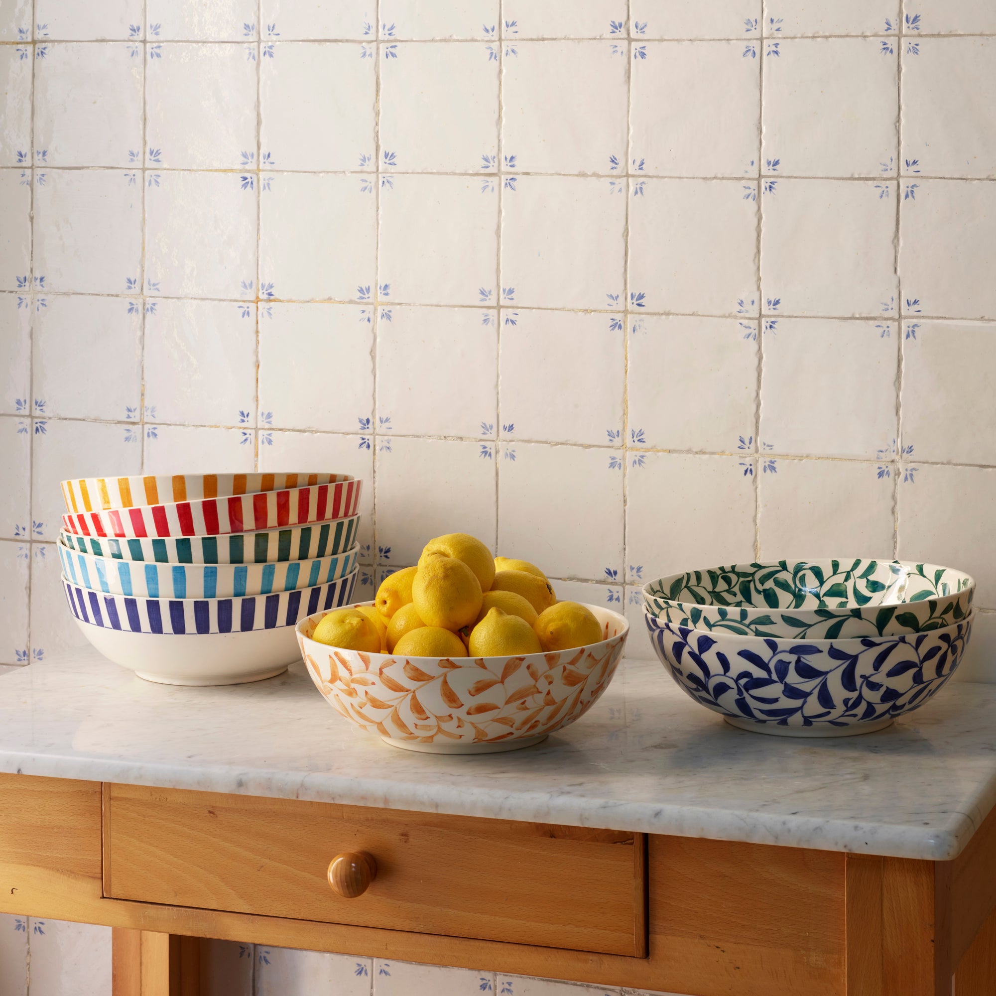 Yellow Scroll Salad Bowl