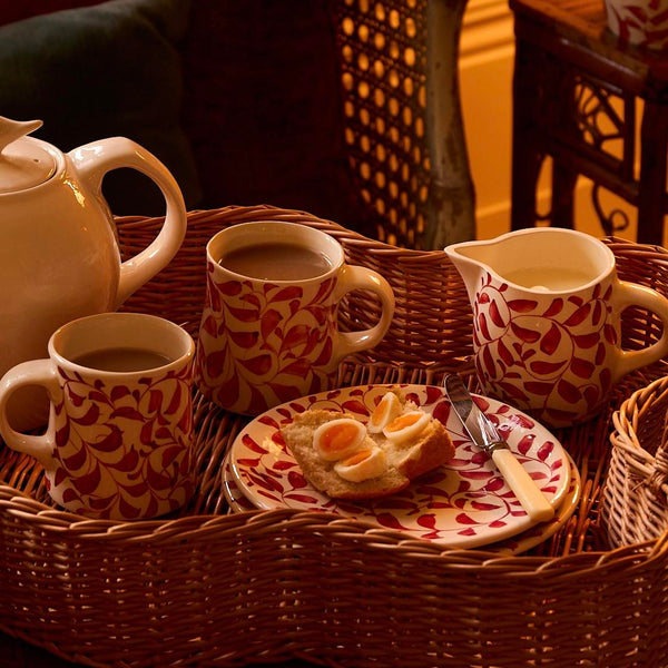 Milk Jug in Red, Scroll